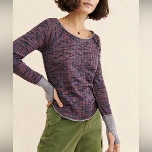 Free People We the Free spaced out long sleeve thermal in night combo small